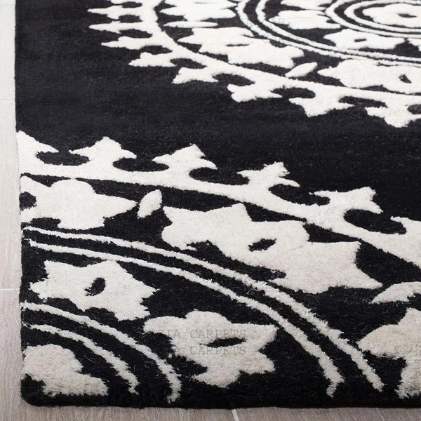 Handmade Modern Design Woollen Carpets For Living Room - Black, Multi