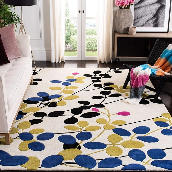 Handmade Modern Design Woollen Carpets For Living Room - White