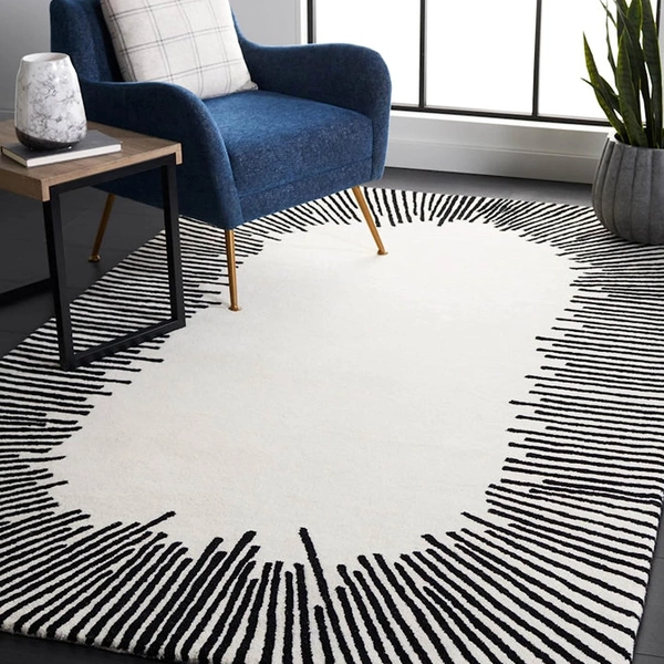 Handmade Modern Design Woollen Carpets For Living Room - White