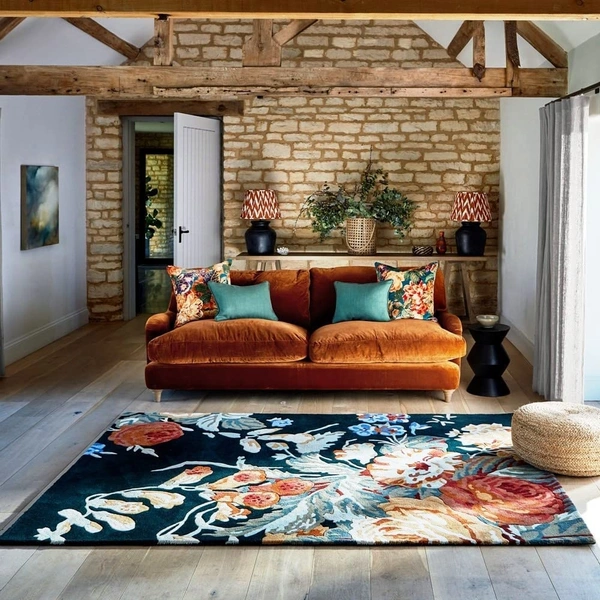 Handmade Modern Design Woollen Carpets For Living Room - Navy Blue