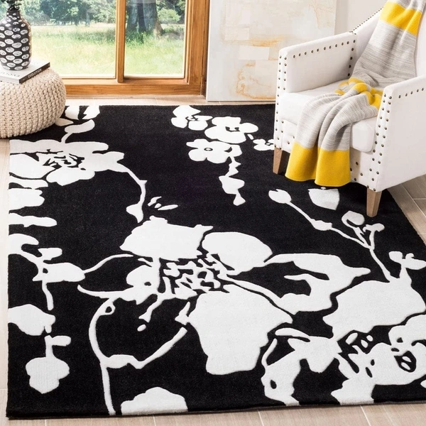 Handmade Modern Design Woollen Carpets For Living Room - Black