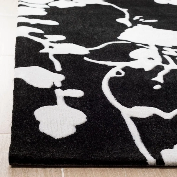 Handmade Modern Design Woollen Carpets For Living Room - Black