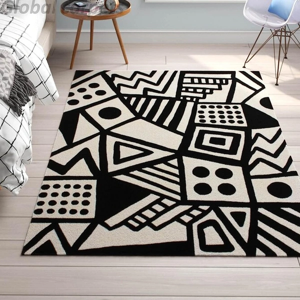 Handmade Modern Design Woollen Carpets For Living Room - Black