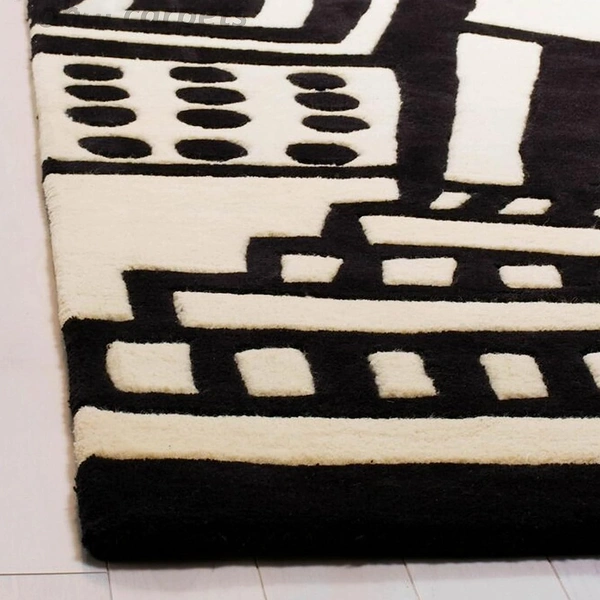 Handmade Modern Design Woollen Carpets For Living Room - Black