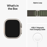 Apple Watch Ultra GPS + Cellular, 49mm Titanium Case with Green Alpine Loop - Large
