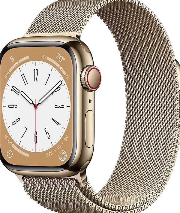 Apple Watch Series 8 GPS + Cellular 41mm Gold Stainless Steel Case with Gold Milanese Loop