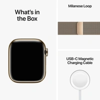 Apple Watch Series 8 GPS + Cellular 41mm Gold Stainless Steel Case with Gold Milanese Loop