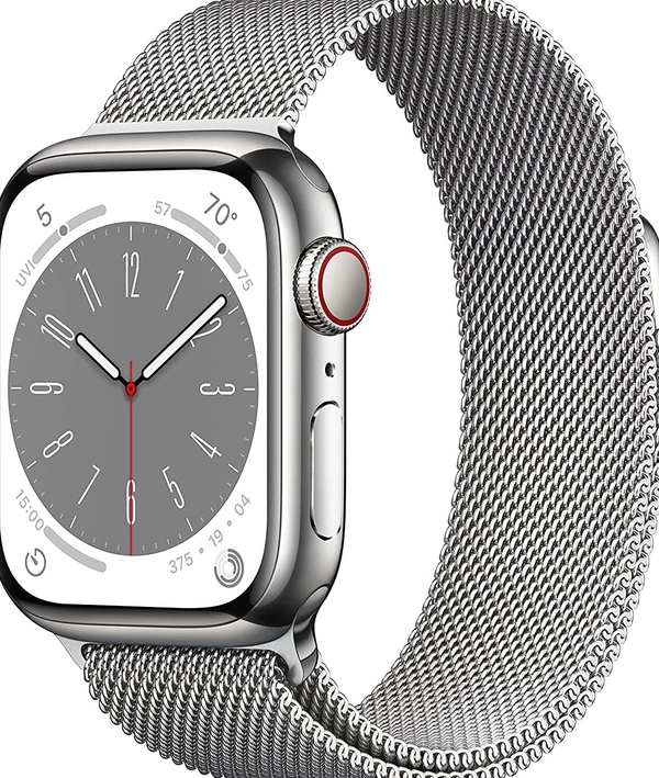 Apple Watch Series 8 GPS + Cellular 41mm Silver Stainless Steel Case with Silver Milanese Loop