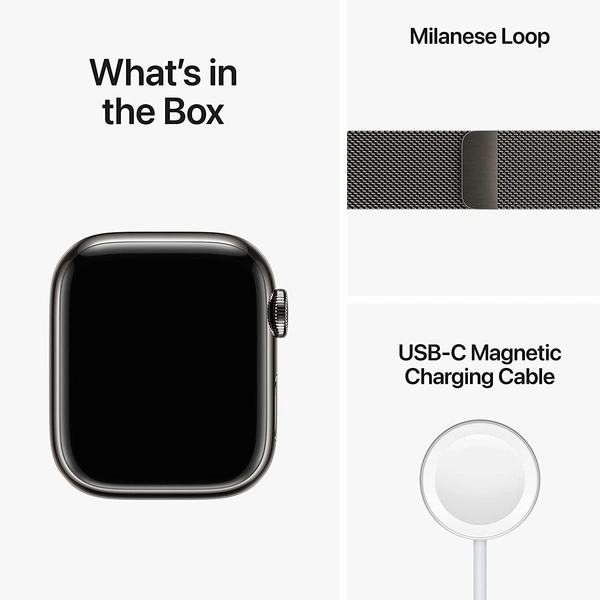 Apple Watch Series 8 GPS + Cellular 41mm Graphite Stainless Steel Case with Graphite Milanese Loop