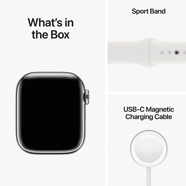 Apple Watch Series 8 GPS + Cellular 41mm Silver Aluminium Case with White Sport Band - Regular6%off
