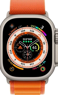Apple Watch Ultra GPS + Cellular, 49mm Titanium Case with Orange Alpine Loop - Small