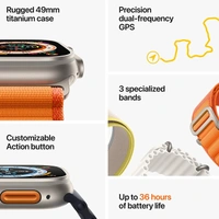 Apple Watch Ultra GPS + Cellular, 49mm Titanium Case with Orange Alpine Loop - Small