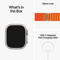 Apple Watch Ultra GPS + Cellular, 49mm Titanium Case with Orange Alpine Loop - Small