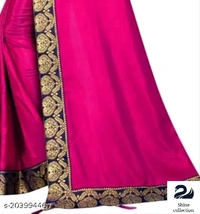 Product Name: *Vichitra silk saree Cotton Silk Cream Simple Lace border Saree With blouse