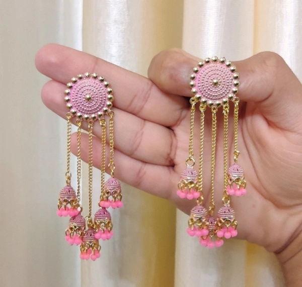 5 Layer Latkan Earring For Girls and Women. (Pink Color) Brass Jhumki Earring