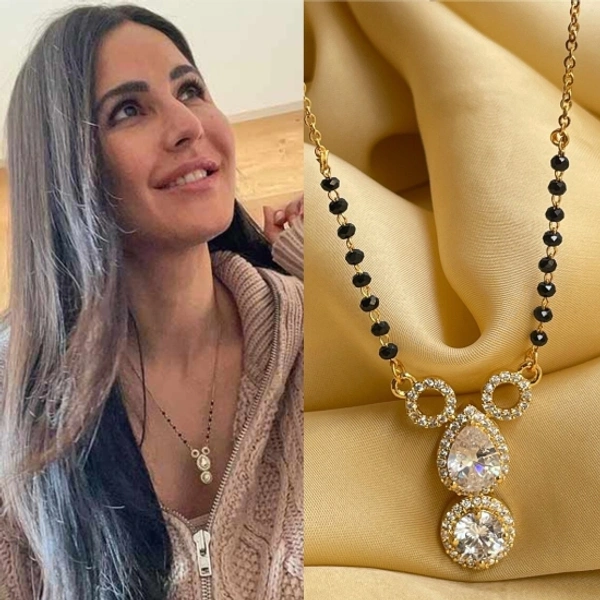 Wynona Jewellery American Diamond Gold Plated Short MAngalsutra Brass Mangalsutra