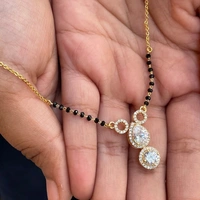 Wynona Jewellery American Diamond Gold Plated Short MAngalsutra Brass Mangalsutra