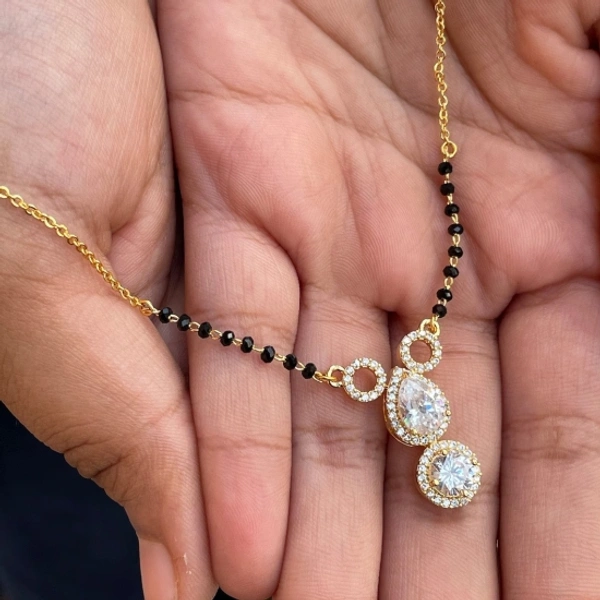 Wynona Jewellery American Diamond Gold Plated Short MAngalsutra Brass Mangalsutra