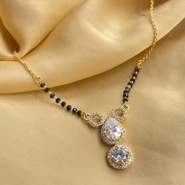 Wynona Jewellery American Diamond Gold Plated Short MAngalsutra Brass Mangalsutra
