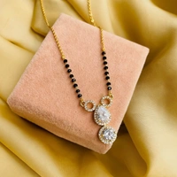 Wynona Jewellery American Diamond Gold Plated Short MAngalsutra Brass Mangalsutra