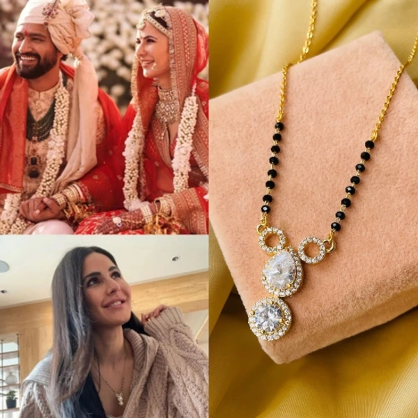 Wynona Jewellery American Diamond Gold Plated Short MAngalsutra Brass Mangalsutra