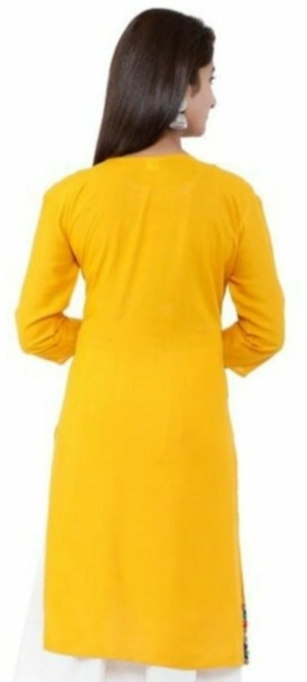 Women Self Design Viscose Rayon Straight Kurta (Yellow) - XL
