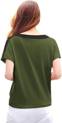 Solid Women Dark Green T-Shirt - M
