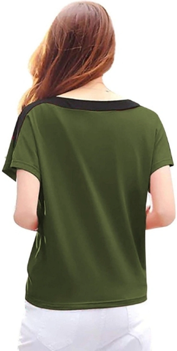 Solid Women Dark Green T-Shirt - M