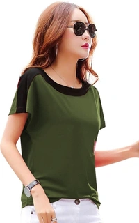 Solid Women Dark Green T-Shirt - XL