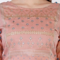 Women Embroidered Kurta (Pink) - XL