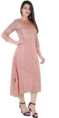 Women Embroidered Kurta (Pink) - XL
