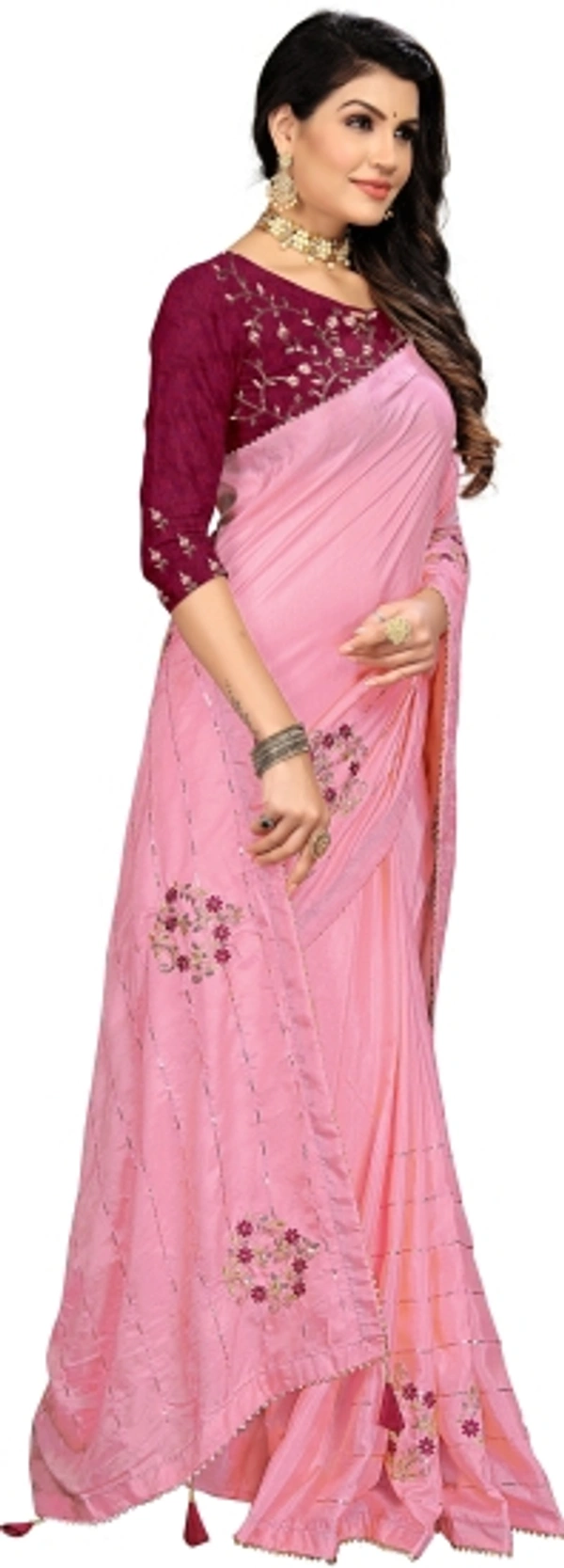 Embroidered Bollywood Silk Blend, Art Silk Saree