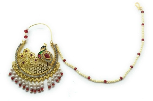 rajwadi-nath-PeacockRoya-red__ Gold-plated Plated Alloy, Brass Nathiya