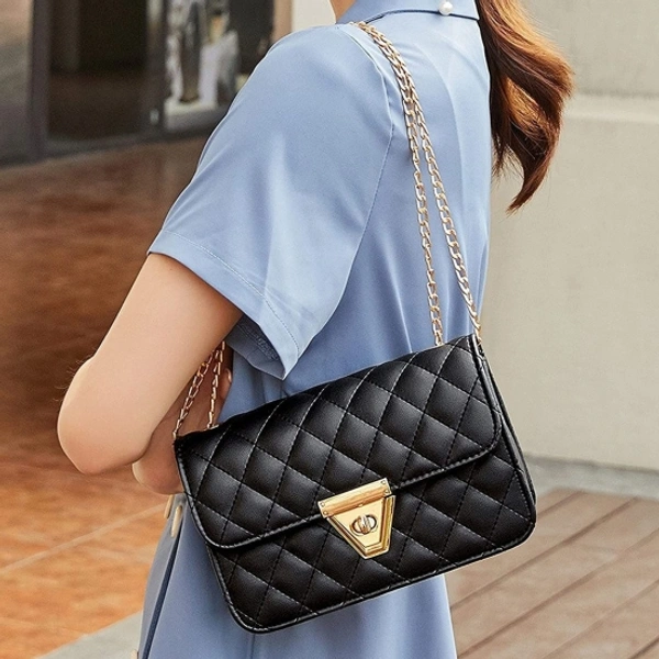 Black Sling Bag Women's Leatherette Sling Bag (Black) (Black_FGO-275)
