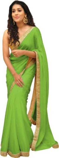 Sareez House Embroidered Daily Wear Georgette Saree (Light Green) - light green