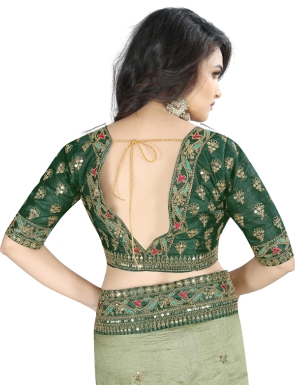 Piton Enterprise Embroidered Bollywood Art Silk Sarees (Light Green) - Mustard