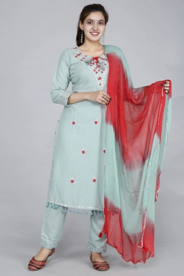 Women Kurta, Pyjama & Dupatta Set - Dark Blue, S