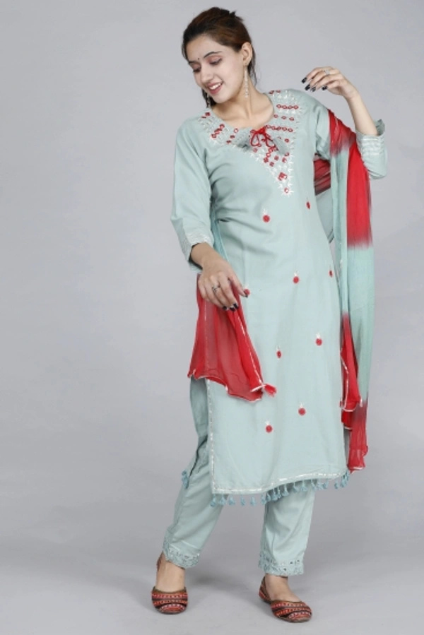 Women Kurta, Pyjama & Dupatta Set - Dark Blue, XL