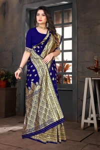 Woven Banarasi Cotton Silk Saree   - Maroon