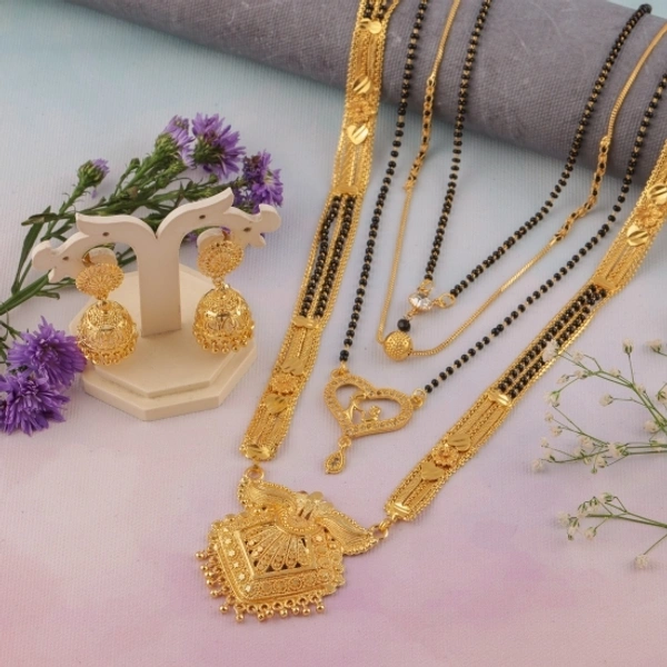 Aditya Fashion Brass Stud Earring And Mangalsutra Set