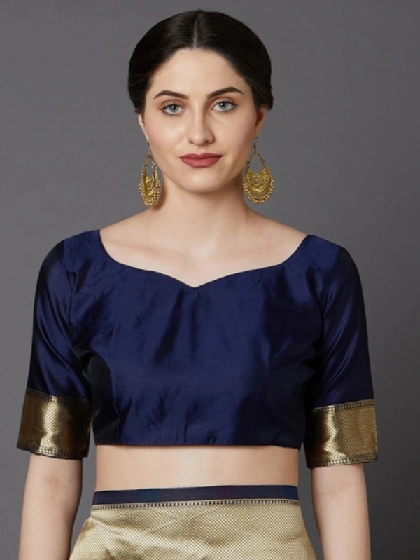 Woven Banarasi Jacquard Saree - Dark Blue