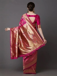 Woven Banarasi Jacquard Saree - Dark Blue