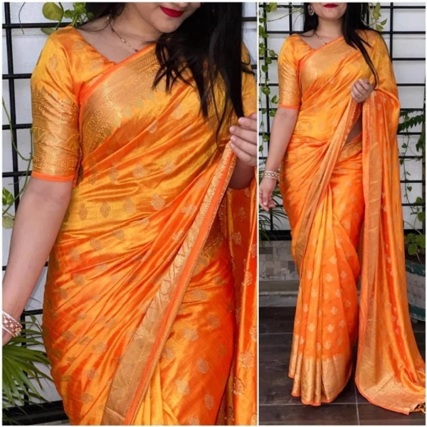Woven Banarasi Jacquard Saree   - Gray