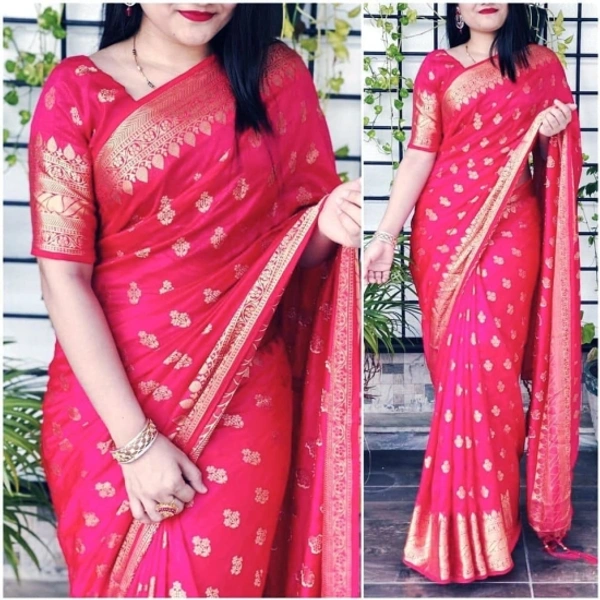 Woven Banarasi Jacquard Saree   - Gray