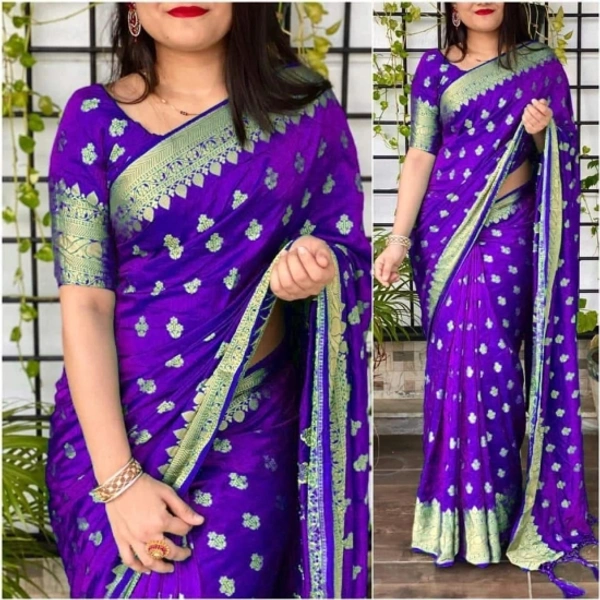 Woven Banarasi Jacquard Saree   - Gray