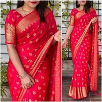 Woven Banarasi Jacquard Saree   - Gray