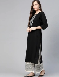 Women Kurta and Dupatta Set - Black, XXL