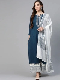 Women Kurta and Dupatta Set - Black, XXL