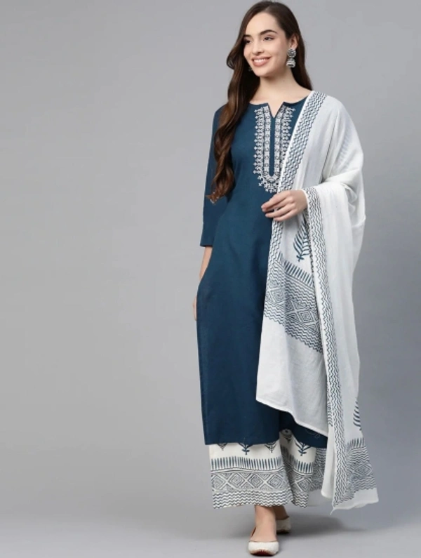 Women Kurta and Dupatta Set - Maroon, XXL