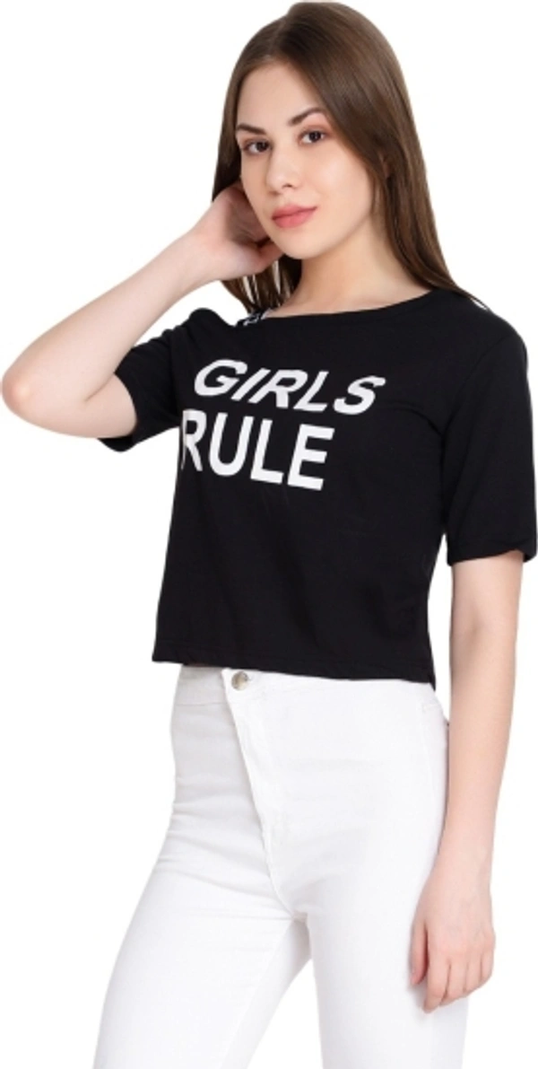 Printed Women Maroon T-Shirt - Black, S